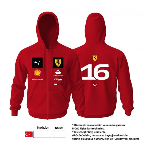 Scuderia Ferrari : Red Edition 2023 Fermuarlı Hoodie