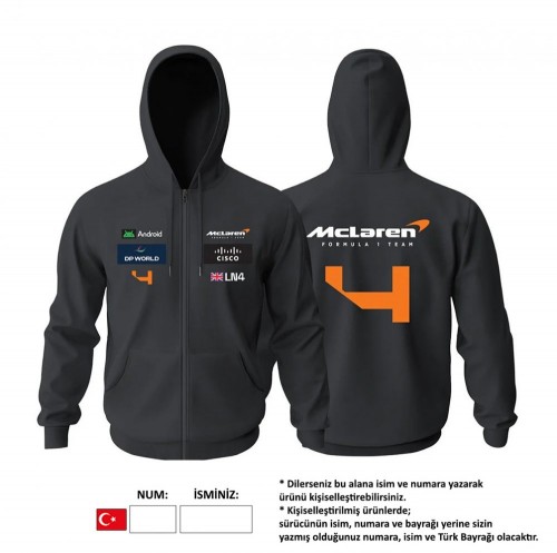 McLaren F1 Team MCL38 - Black Edition Fermuarlı Hoodie