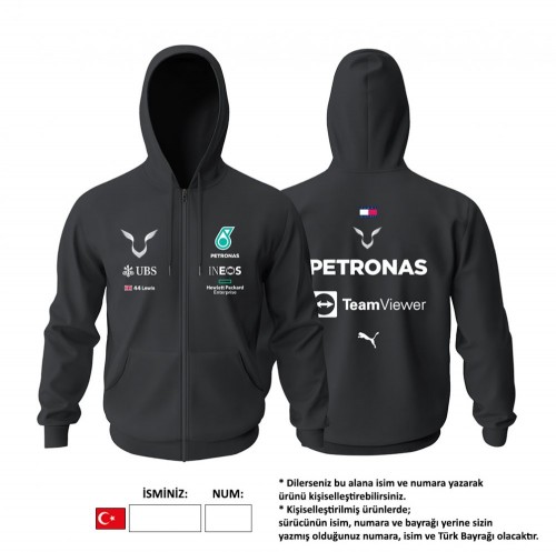 Petronas F1 Team : Black Editon 2023 Fermuarlı Hoodie