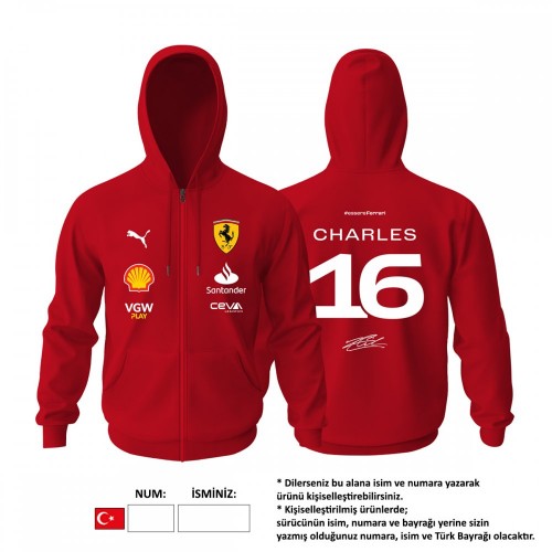 Scuderia Ferrari: Red Crew Edition 2023 Fermuarlı Hoodie