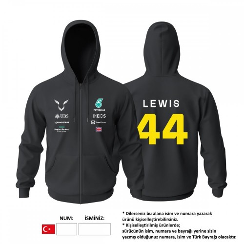 Petronas F1 Team: Black Crew Edition 2023 Fermuarlı Hoodie