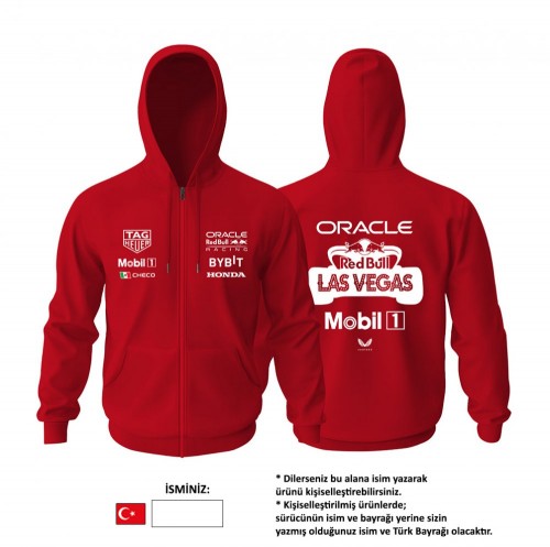 Oracle Racing: Las Vegas GP - Red Edition 2023 Fermuarlı Hoodie